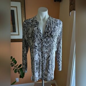 New l.N.C International Concepts Blouse Women's Size L Snake Zip - Pocket